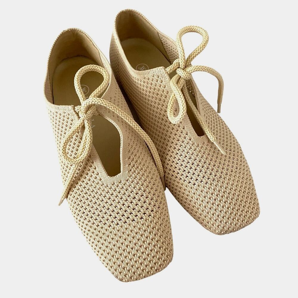 Barely Worn Vivaia Square toe Lace Up Flats - Size 38